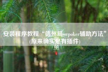 安装程序教程“德州局wepoker辅助方法”(原来确实是有插件)