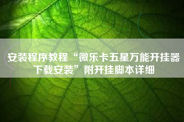 安装程序教程“微乐卡五星万能开挂器下载安装”附开挂脚本详细
