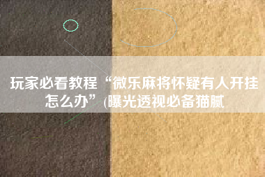 玩家必看教程“微乐麻将怀疑有人开挂怎么办	”(曝光透视必备猫腻