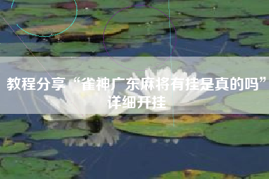 教程分享“雀神广东麻将有挂是真的吗”详细开挂