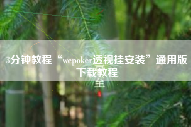 3分钟教程“wepoker透视挂安装”通用版下载教程