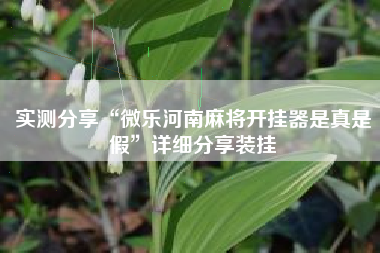 实测分享“微乐河南麻将开挂器是真是假”详细分享装挂