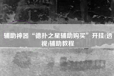 辅助神器“德扑之星辅助购买”开挂(透视)辅助教程