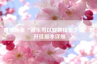 教程分享“微乐可以安装挂多少钱	”附开挂脚本详细