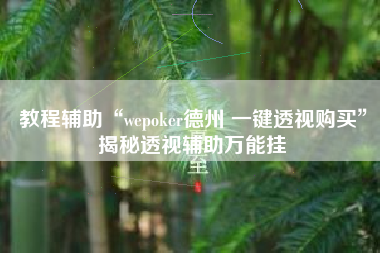 教程辅助“wepoker德州 一键透视购买	”揭秘透视辅助万能挂