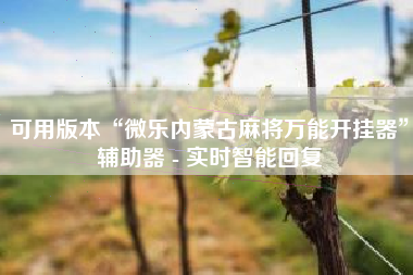 可用版本“微乐内蒙古麻将万能开挂器”辅助器 - 实时智能回复