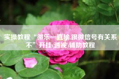 实操教程“微乐一直输,跟微信号有关系不”开挂(透视)辅助教程