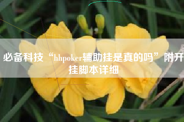 必备科技“hhpoker辅助挂是真的吗”附开挂脚本详细