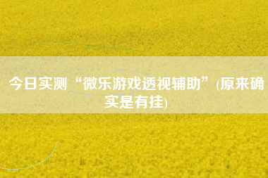 今日实测“微乐游戏透视辅助”(原来确实是有挂)