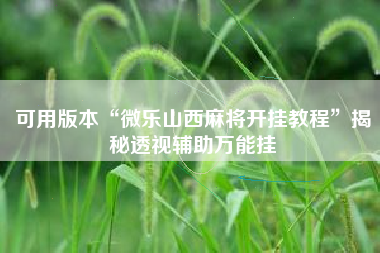 可用版本“微乐山西麻将开挂教程”揭秘透视辅助万能挂
