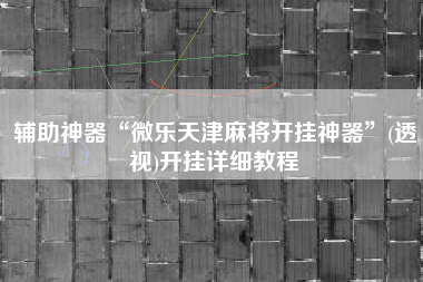 辅助神器“微乐天津麻将开挂神器”(透视)开挂详细教程