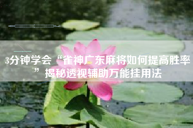 3分钟学会“雀神广东麻将如何提高胜率	”揭秘透视辅助万能挂用法