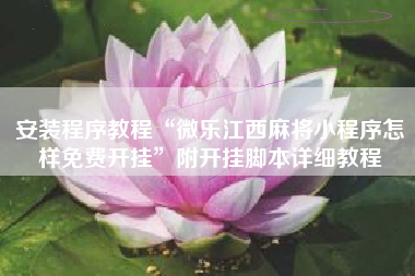 安装程序教程“微乐江西麻将小程序怎样免费开挂”附开挂脚本详细教程