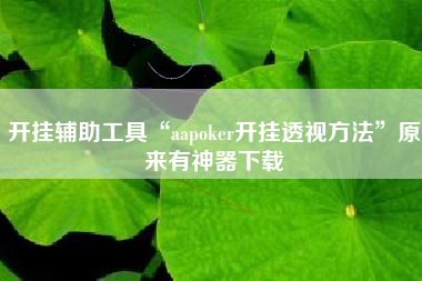 开挂辅助工具“aapoker开挂透视方法”原来有神器下载