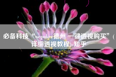 必备科技“wepoker德州 一键透视购买	”(详细透视教程)-知乎