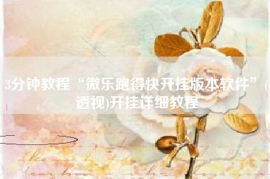 3分钟教程“微乐跑得快开挂版本软件”(透视)开挂详细教程