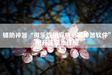 辅助神器“微乐四川麻将必赢神器软件	”附开挂脚本详细