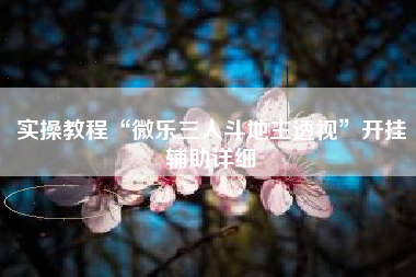 实操教程“微乐三人斗地主透视	”开挂辅助详细