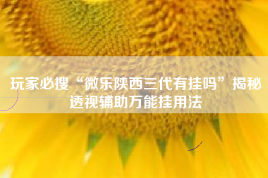 玩家必搜“微乐陕西三代有挂吗	”揭秘透视辅助万能挂用法