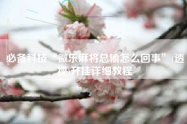 必备科技“微乐麻将总输怎么回事”(透视)开挂详细教程