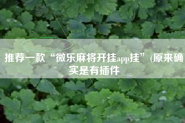 推荐一款“微乐麻将开挂app挂	”(原来确实是有插件