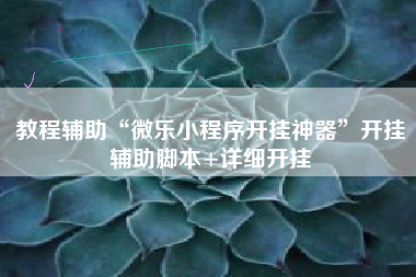 教程辅助“微乐小程序开挂神器”开挂辅助脚本+详细开挂