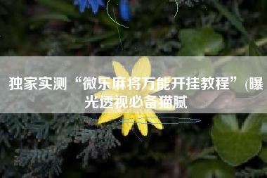 独家实测“微乐麻将万能开挂教程	”(曝光透视必备猫腻