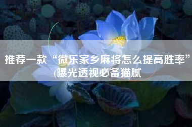 推荐一款“微乐家乡麻将怎么提高胜率	”(曝光透视必备猫腻