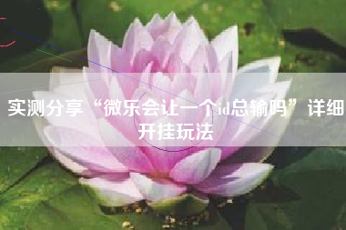 实测分享“微乐会让一个id总输吗”详细开挂玩法