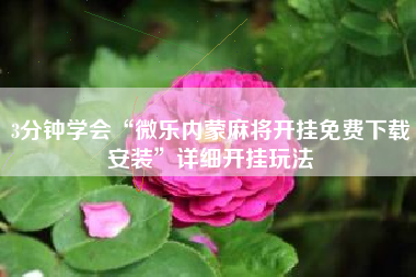 3分钟学会“微乐内蒙麻将开挂免费下载安装”详细开挂玩法