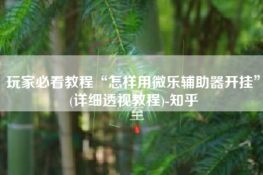 玩家必看教程“怎样用微乐辅助器开挂”(详细透视教程)-知乎