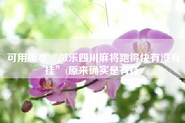 可用版本“微乐四川麻将跑得快有没有挂	”(原来确实是有挂)