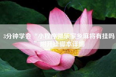 3分钟学会“小程序微乐家乡麻将有挂吗”附开挂脚本详细