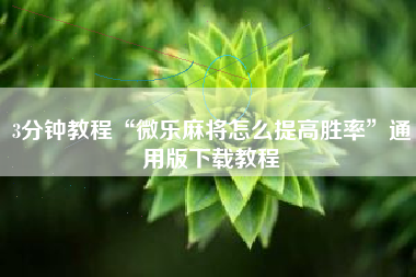 3分钟教程“微乐麻将怎么提高胜率	”通用版下载教程