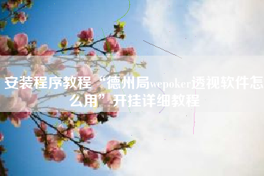 安装程序教程“德州局wepoker透视软件怎么用”开挂详细教程