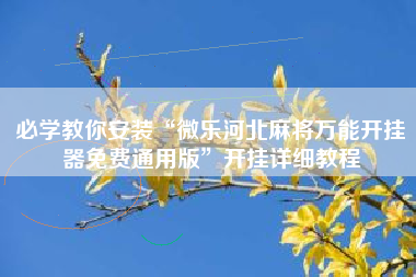 必学教你安装“微乐河北麻将万能开挂器免费通用版	”开挂详细教程