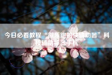 今日必看教程“微乐跑的快辅助器”科技辅助神器手机