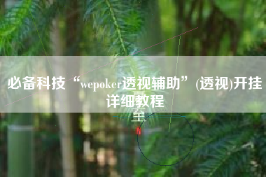 必备科技“wepoker透视辅助	”(透视)开挂详细教程