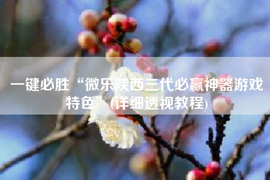 一键必胜“微乐陕西三代必赢神器游戏特色”(详细透视教程)