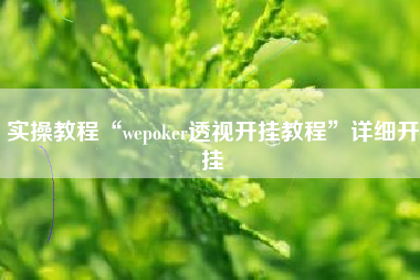 实操教程“wepoker透视开挂教程	”详细开挂