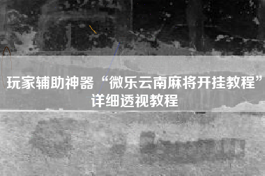 玩家辅助神器“微乐云南麻将开挂教程”详细透视教程