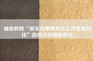 辅助教程“微乐内蒙麻将怎么开免费的挂”透视开挂辅助教程