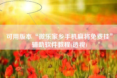 可用版本“微乐家乡手机麻将免费挂”辅助软件教程(透视)