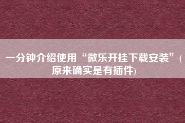 一分钟介绍使用“微乐开挂下载安装	”(原来确实是有插件)
