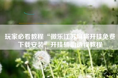 玩家必看教程“微乐江苏麻将开挂免费下载安装	”开挂辅助透视教程