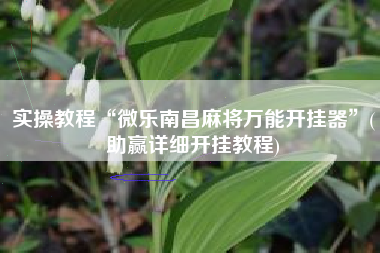 实操教程“微乐南昌麻将万能开挂器”(助赢详细开挂教程)