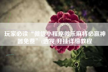 玩家必读“微信小程序微乐麻将必赢神器免费	”(透视)开挂详细教程