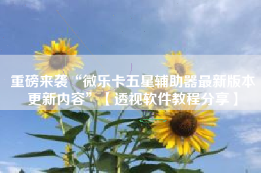 重磅来袭“微乐卡五星辅助器最新版本更新内容”【透视软件教程分享】