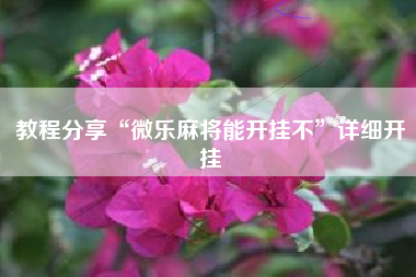 教程分享“微乐麻将能开挂不”详细开挂