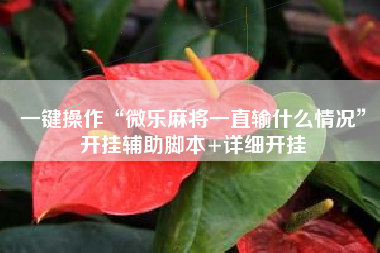 一键操作“微乐麻将一直输什么情况	”开挂辅助脚本+详细开挂